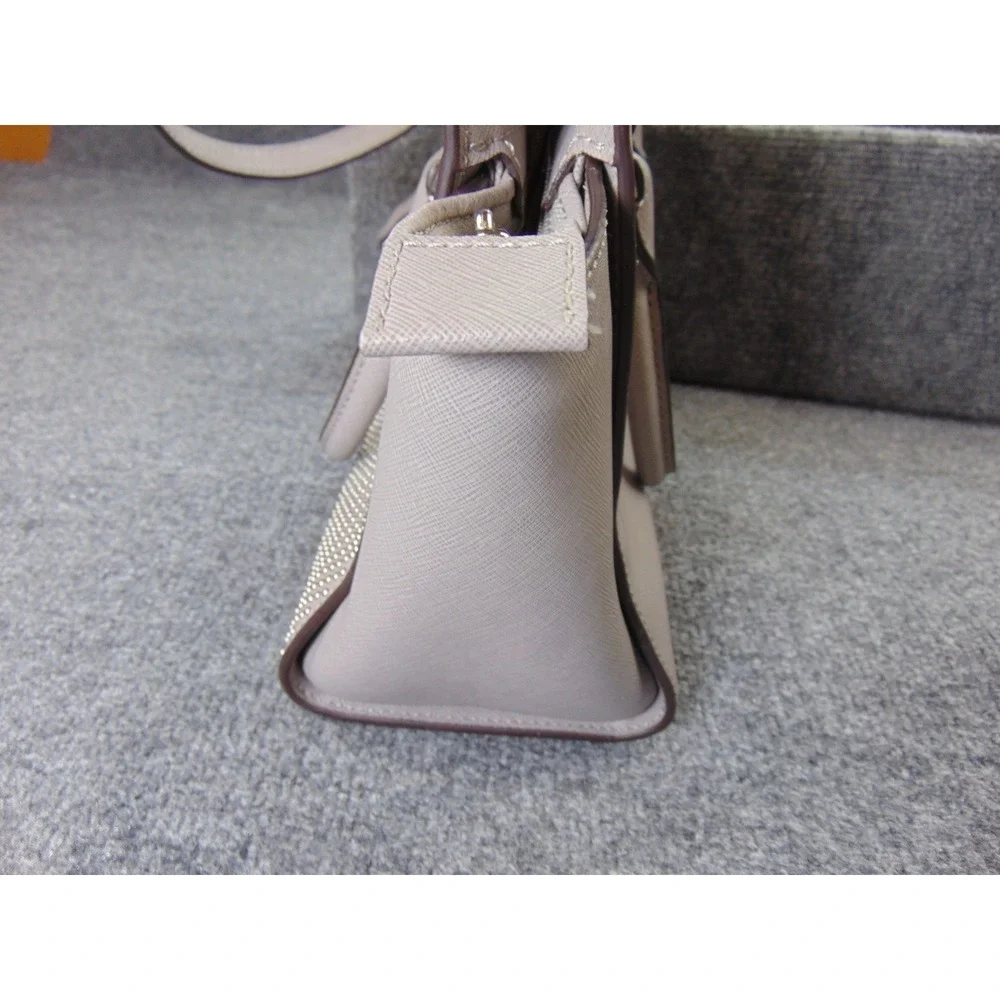 Michael Kors Selma Studded Satchel Bag Tan Beige Saffiano Leather‎ Crossbody